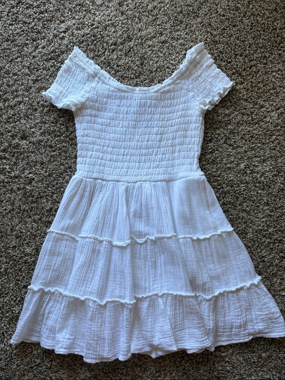 White Smocked Cotton Dress